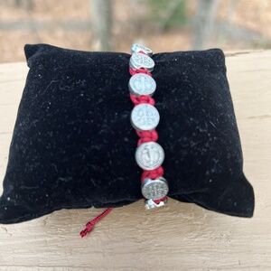 2 RED Saint Benedict cord  bracelet
